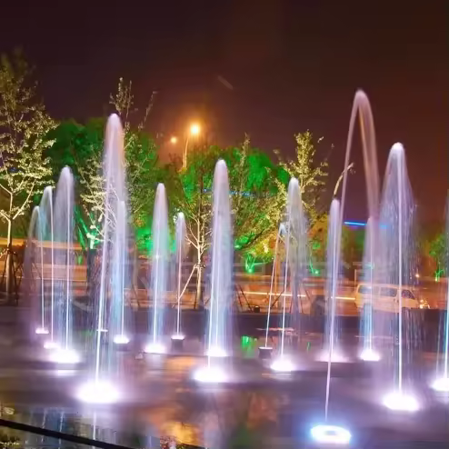 Fontana a pavimento interattiva RGB a scomparsa