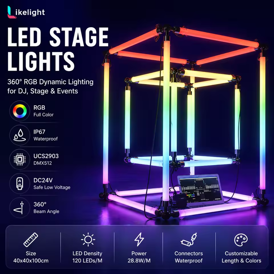 Tubo LED Pixel RGB 360° IP67 DMX512 da 1 m