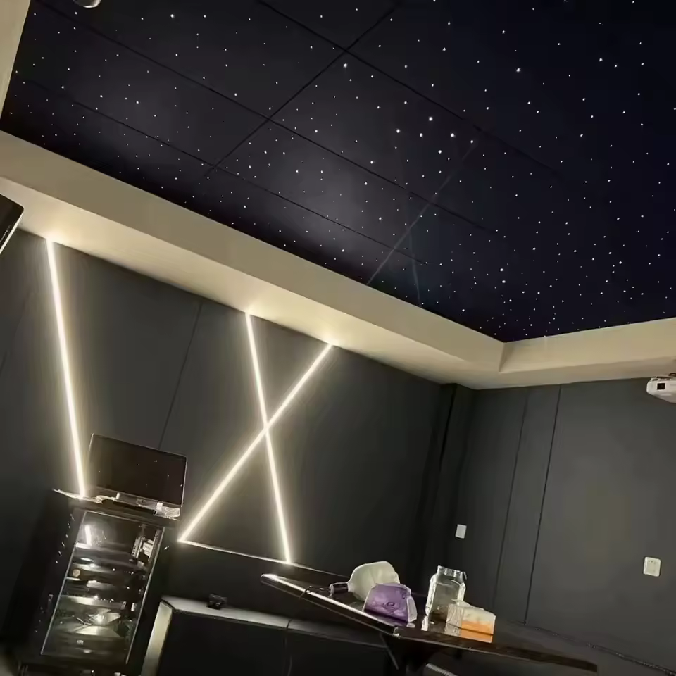 Pannello acustico luminoso 3D con fibra ottica