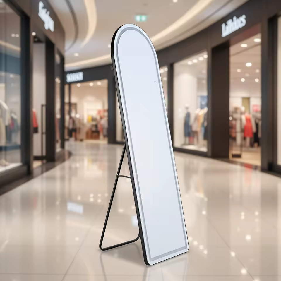 Specchio LED ad arco touch a figura intera